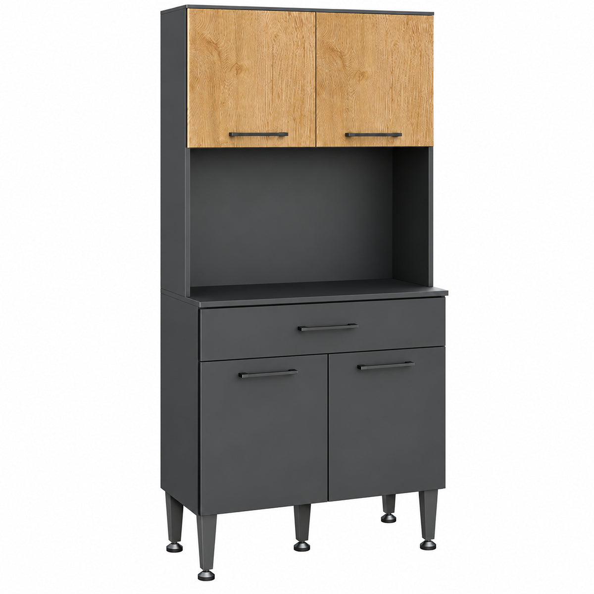 Alacena de cocina negra moderna en MDP 80x182 cm con 4 puertas