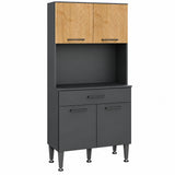 Alacena de cocina negra moderna en MDP 80x182 cm con 4 puertas