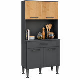 Alacena de cocina negra moderna en MDP 80x182 cm con 4 puertas