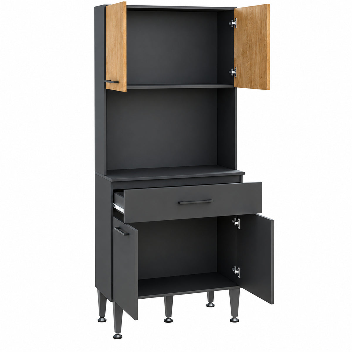 Alacena de cocina negra moderna en MDP 80x182 cm con 4 puertas