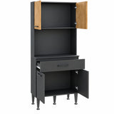 Alacena de cocina negra moderna en MDP 80x182 cm con 4 puertas