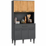 Alacena de cocina negra moderna en MDP 80x184 cm con 6 puertas y cajón