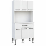 Alacena de cocina blanca moderna en MDP 80x184 cm con 6 puertas y cajón