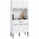 Alacena de cocina blanca moderna en MDP 80x184 cm con 6 puertas y cajón