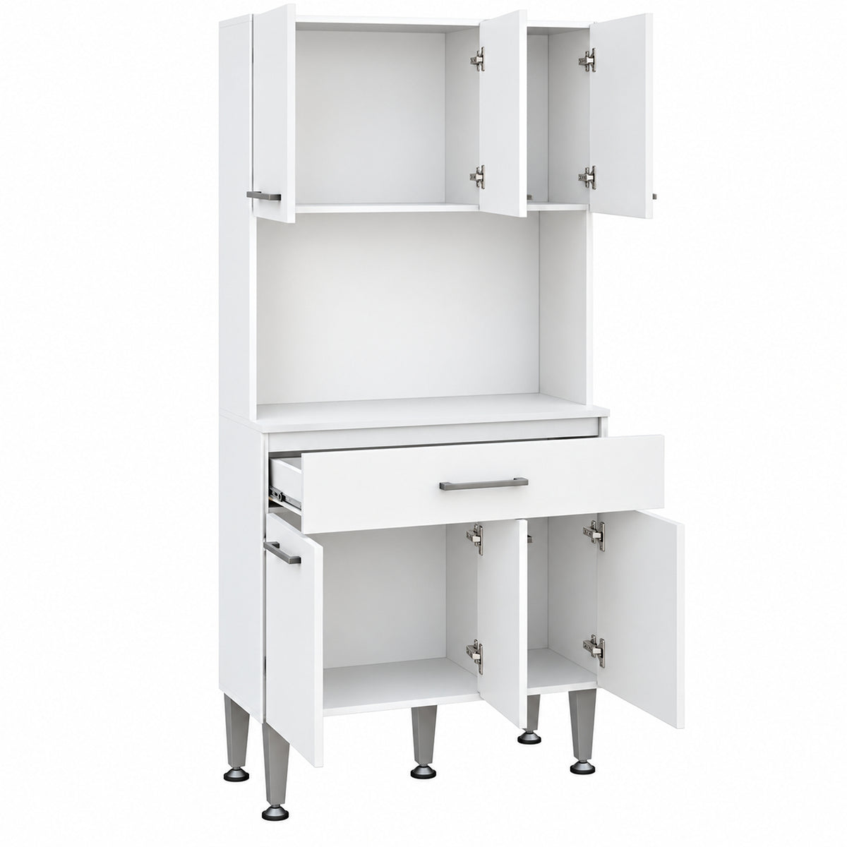 Alacena de cocina blanca moderna en MDP 80x184 cm con 6 puertas y cajón