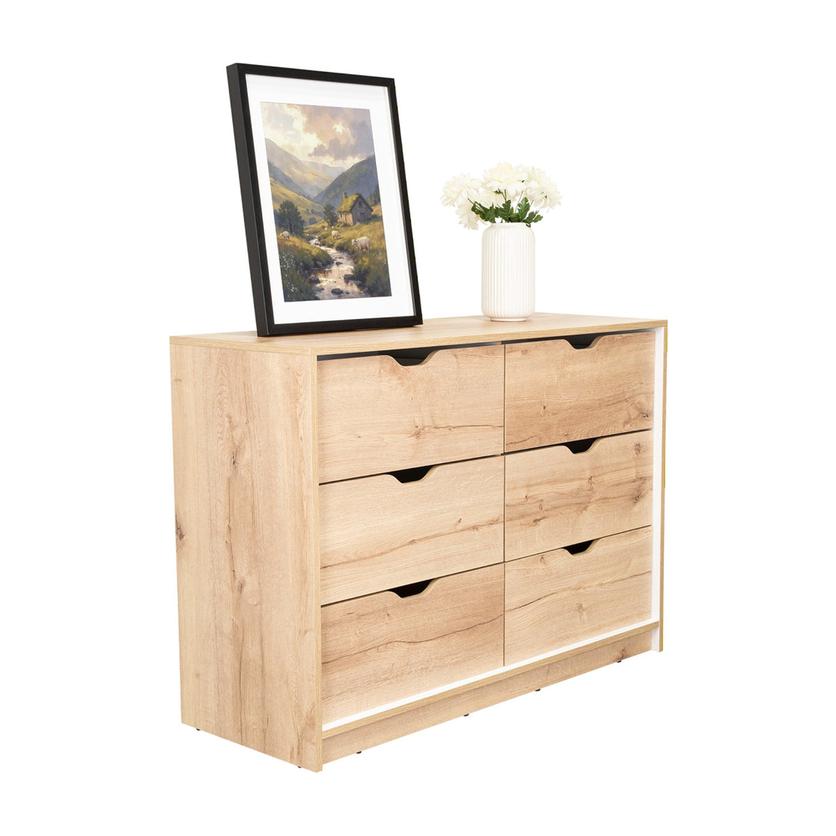 Cajonera Basilea Duna y Blanco 107.1x77.6cm de 3 Hileras con 4 Cajones