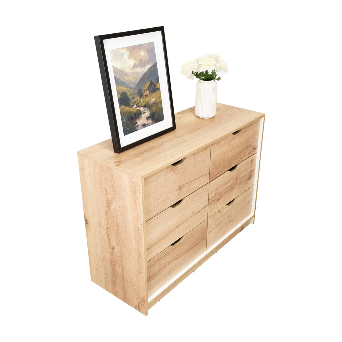 Cajonera Basilea Duna y Blanco 107.1x77.6cm de 3 Hileras con 4 Cajones