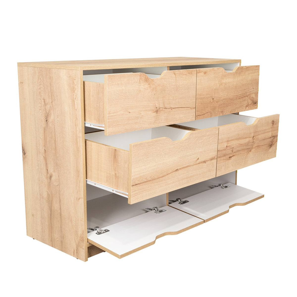Cajonera Basilea Duna y Blanco 107.1x77.6cm de 3 Hileras con 4 Cajones