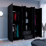 Closet Barilo Wengue 200x200cm con Seis Puertas y con Cuatro Entrepaños