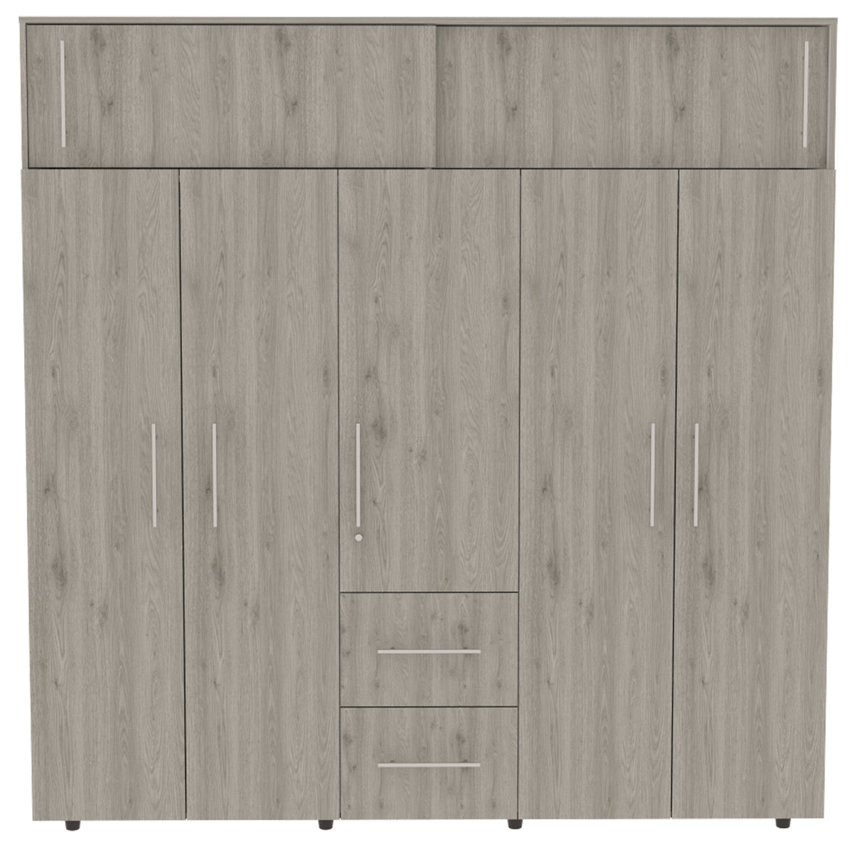 Closet Bigaf Ceniza y Blanco 200x204cm con Siete Puertas y con Cinco Entrepaños