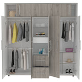 Closet Bigaf Ceniza y Blanco 200x204cm con Siete Puertas y con Cinco Entrepaños