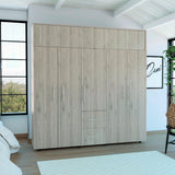 Closet Bigaf Ceniza y Blanco 200x204cm con Siete Puertas y con Cinco Entrepaños