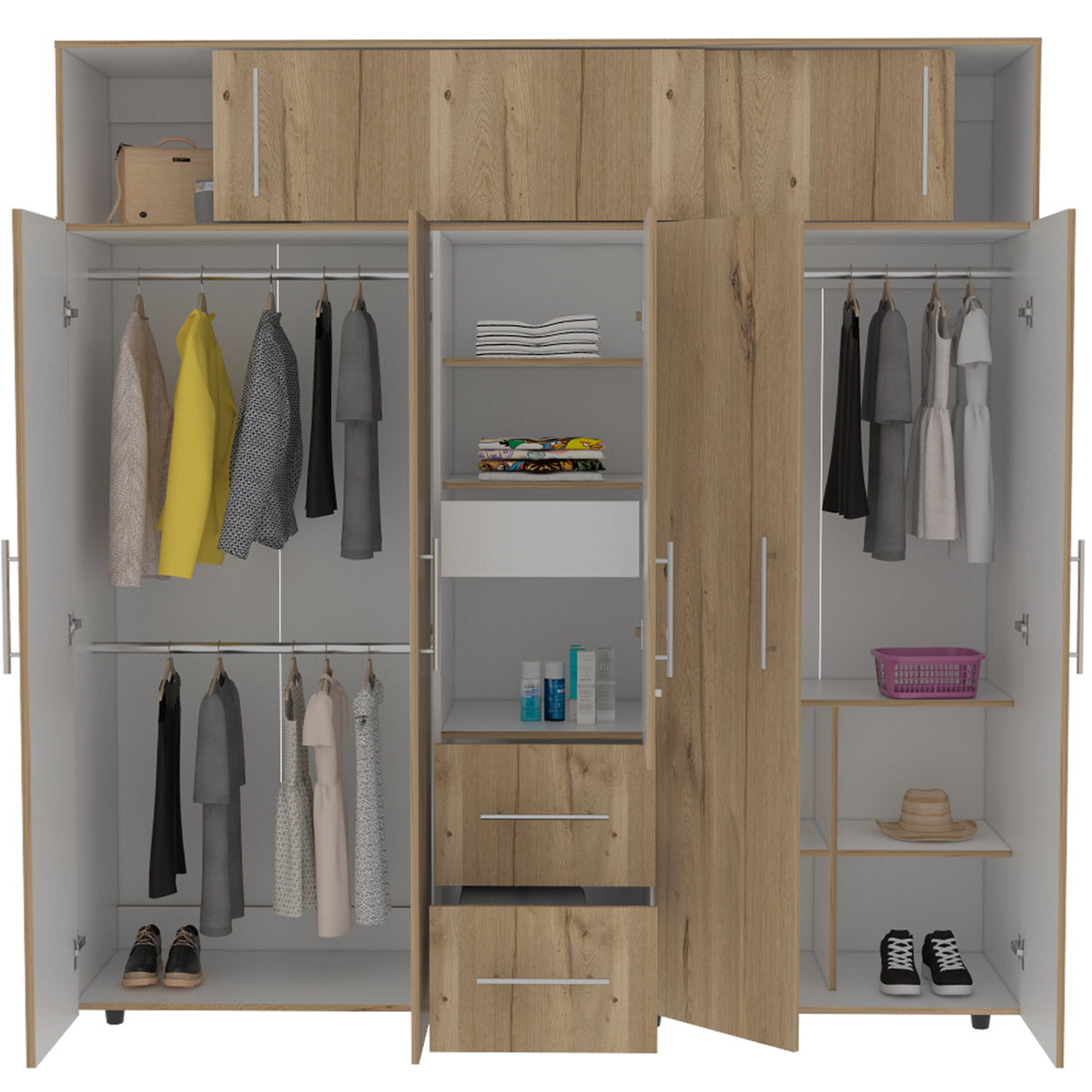 Closet Bigaf Duna y Blanco 200x204cm con Siete Puertas y con Cinco Entrepaños
