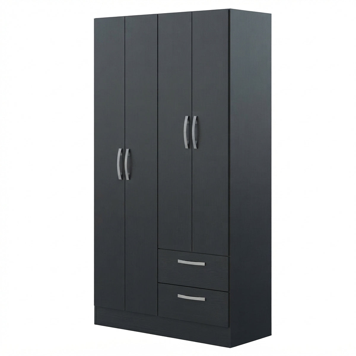 Closet Negro Mate 90x173cm con Cuatro Puertas y con Dos Entrepaños
