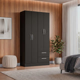 Closet Negro Mate 90x173cm con Cuatro Puertas y con Dos Entrepaños