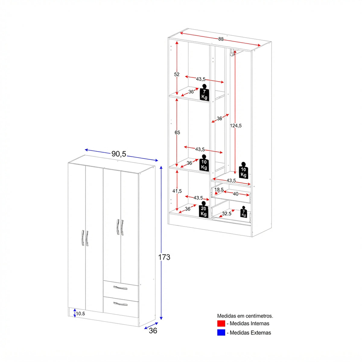 Closet Negro Mate 90x173cm con Cuatro Puertas y con Dos Entrepaños