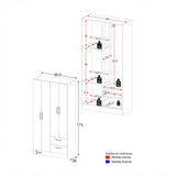 Closet Negro Mate 90x173cm con Cuatro Puertas y con Dos Entrepaños