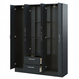 Closet Negro Mate 135x173cm con Seis Puertas y con Tres Entrepaños