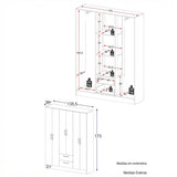 Closet Negro Mate 135x173cm con Seis Puertas y con Tres Entrepaños