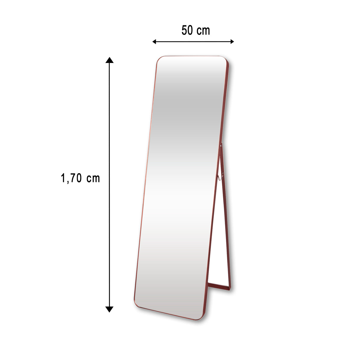 Espejo de Piso Oslo Cobre 50x170cm Rectangular con Marco Metálico