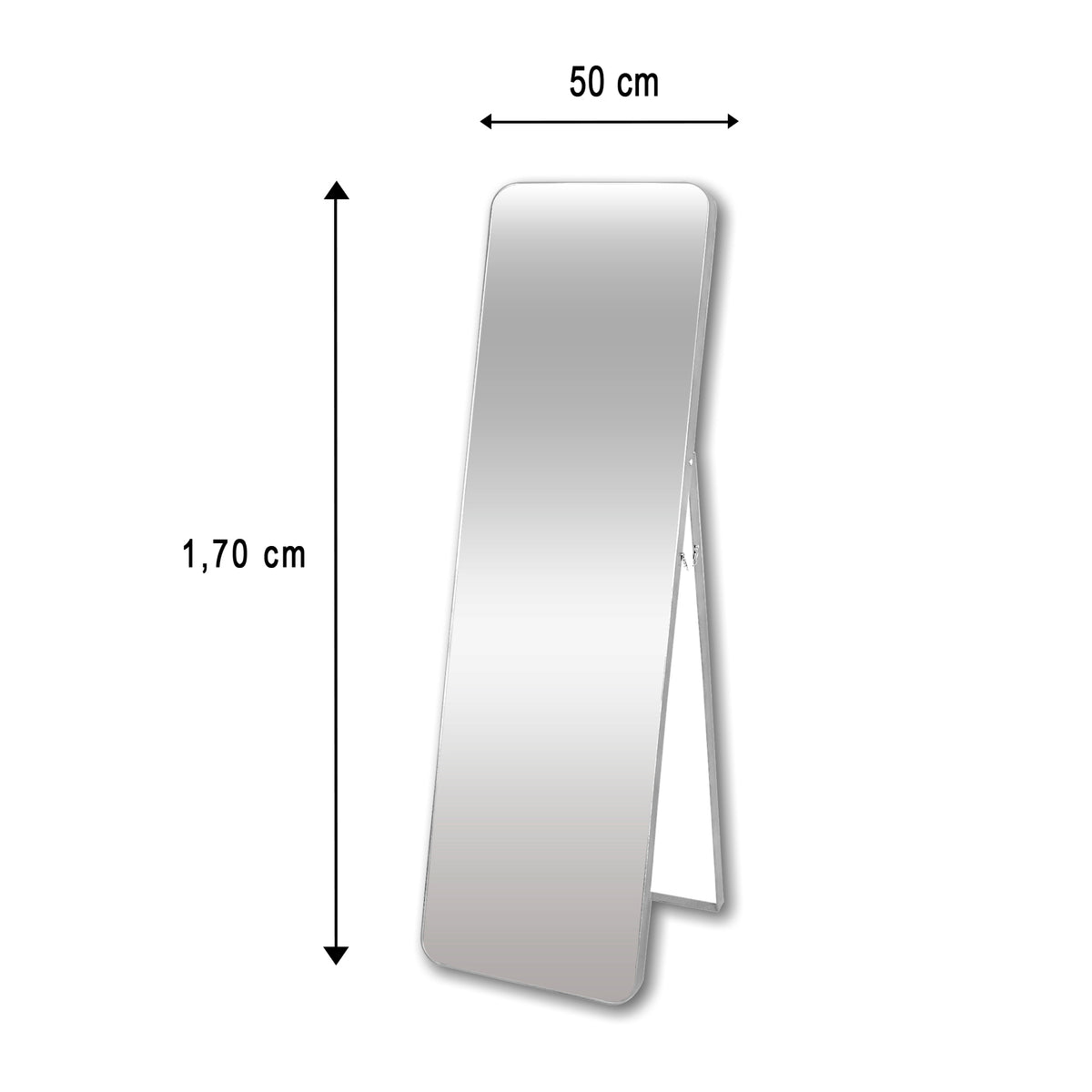 Espejo de Piso Oslo Plata 50x170cm Rectangular con Marco Metálico