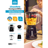 Licuadora Compact Mix Negro 22.5x35cm de 1.8 Litros de Cuatro Aspas y con Dos Velocidades