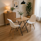 Mesa Auxiliar Elsa Madera Natural y Negro 60x5cm Cuadrado con Patas Apilable y Plegable