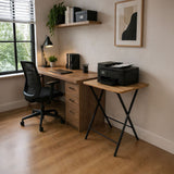 Mesa Auxiliar Elsa Madera Natural y Negro 60x5cm Cuadrado con Patas Apilable y Plegable