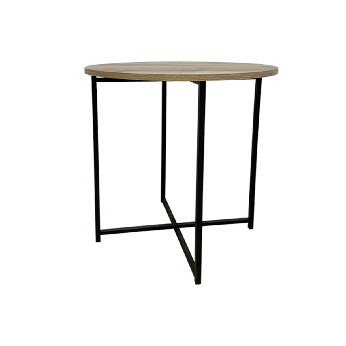 Mesa Auxiliar Cirklo Madera Natural y Negro 48x53cm Circular con Patas