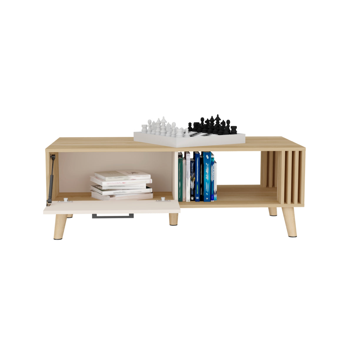 Mesa de centro rectangular fresno europeo y capri en MDP 120x60 cm