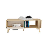Mesa de centro rectangular fresno europeo y capri en MDP 120x60 cm