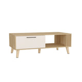 Mesa de centro rectangular fresno europeo y capri en MDP 120x60 cm