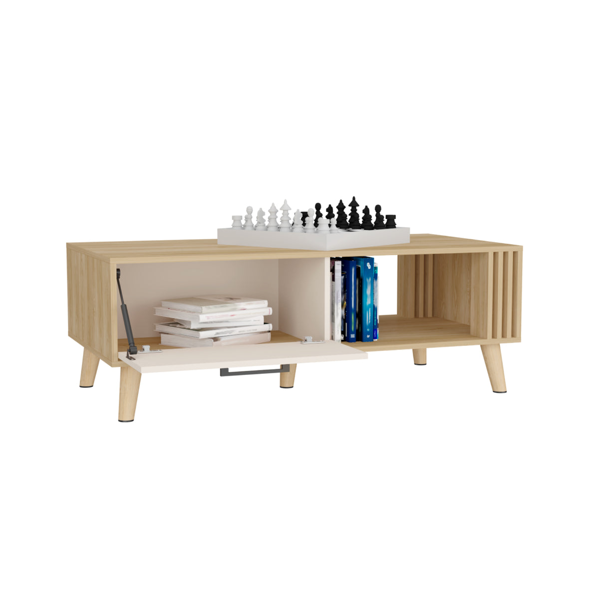 Mesa de centro rectangular fresno europeo y capri en MDP 120x60 cm