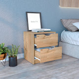 Mesa de noche duna y blanco moderna con 2 cajones 48 cm