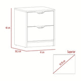 Mesa de noche duna y blanco moderna con 2 cajones 48 cm