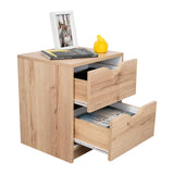 Mesa de noche duna y blanco moderna con 2 cajones 48 cm