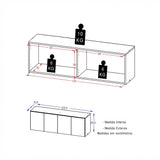 Armario de Aseo Negro 123x39cm Flotante con Cuatro Puertas