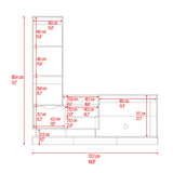 Centro de Entretenimiento Blake Fresno y Blanco 177.7x181.4cm para TV Hasta 55" Pulgadas con Ranura para Cables y con Siete Compartimientos