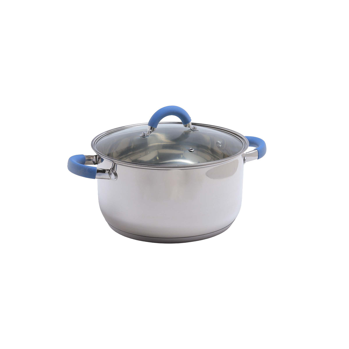 Olla plateada Home Elements en acero inoxidable 28 L con tapa de vidrio antiadherente