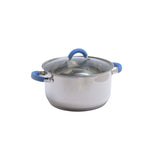Olla plateada Home Elements en acero inoxidable 28 L con tapa de vidrio antiadherente