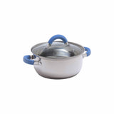 Olla Home Elements plateada antiadherente en acero inoxidable 2 L con tapa de vidrio