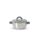 Olla Home Elements plateada antiadherente en acero inoxidable 2 L con tapa de vidrio