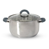 Olla Home Elements plateada 6 L en acero inoxidable con tapa de vidrio antiadherente