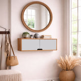 Repisa flotante infantil madera natural y gris en melamina 63x22 cm