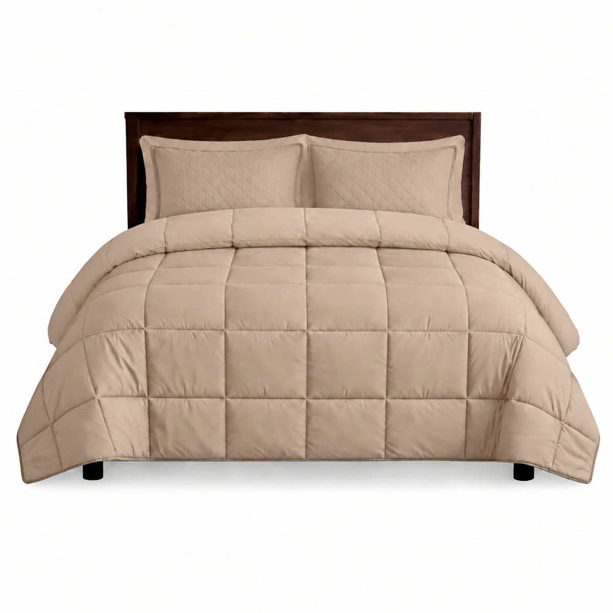Edredón Semiacolchado Bicolor Beige 200x220cm Doble Faz para Colchón Doble 140 X 190 Cm Fondo Entero sin Relleno