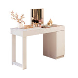 Tocador Blanco 121x75cm de Un Puesto con Dos Cajones con Espejo y Sin Silla