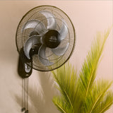 Ventilador de pared negro MaxiFlow 16 pulgadas 75 W con oscilación