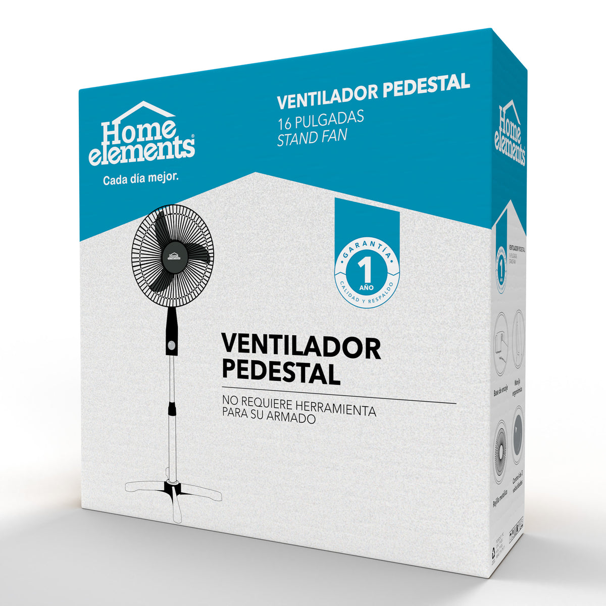 Ventilador de pedestal negro 16 pulgadas 45 W con oscilación