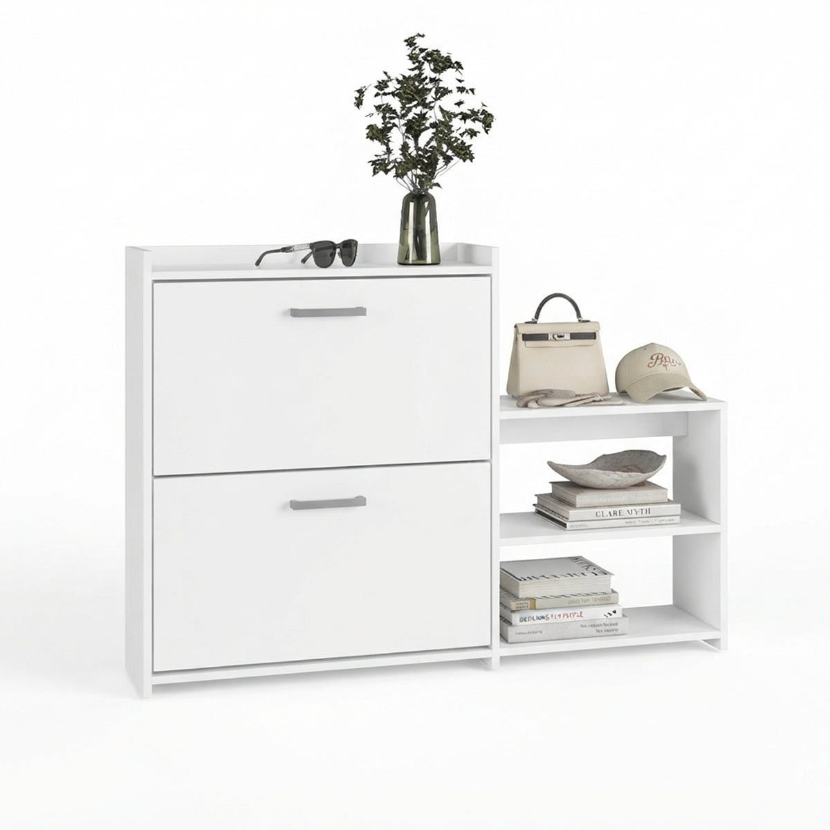 Zapatero vertical blanco para 16 pares en MDP 116x79 cm
