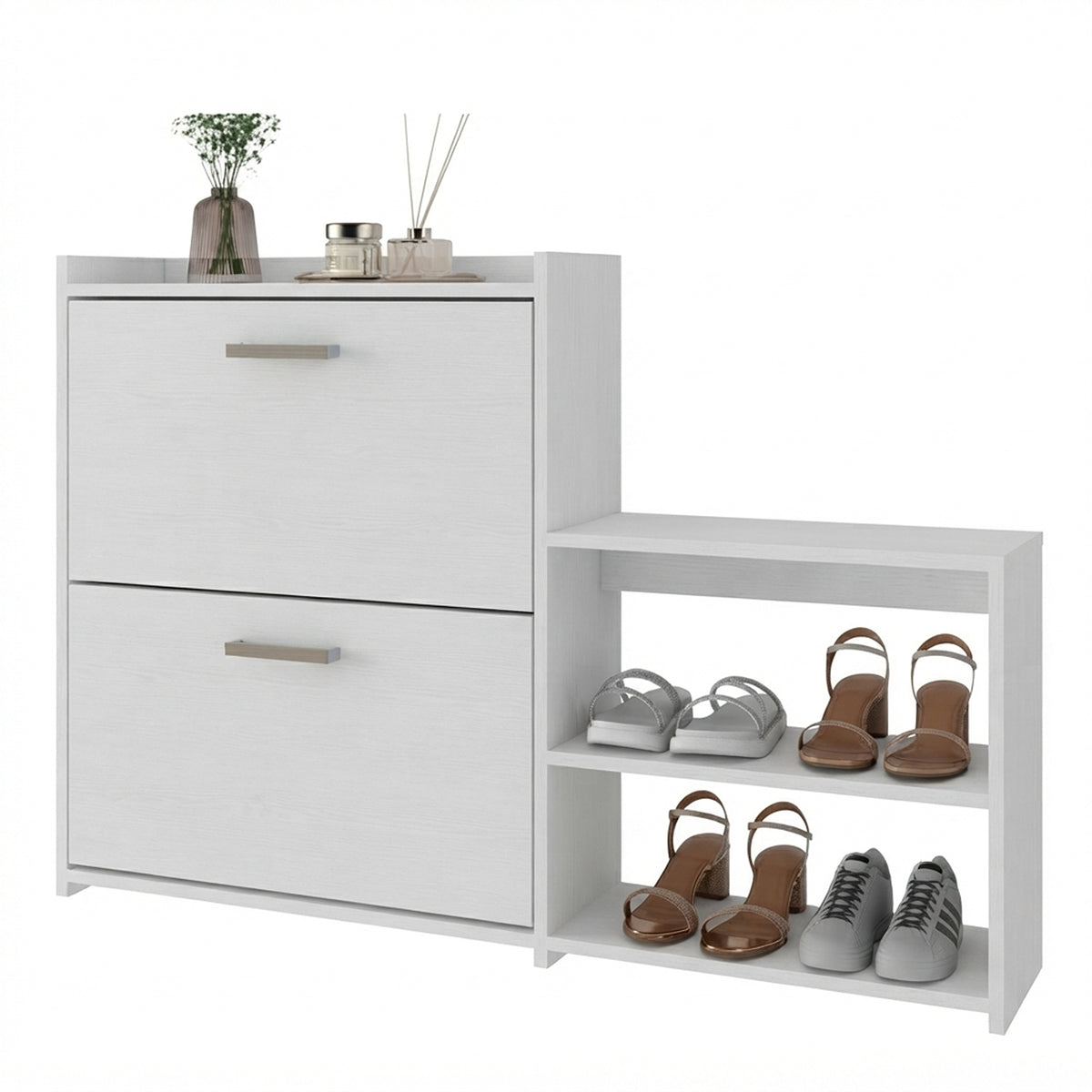 Zapatero vertical blanco para 16 pares en MDP 116x79 cm